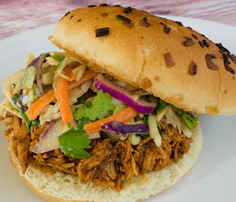 Pulled Chicken in a Slow Cooker with Asian Slaw