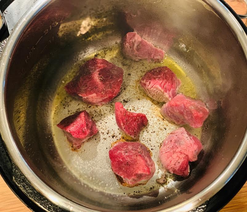 Beef sauteeing in Instant Pot