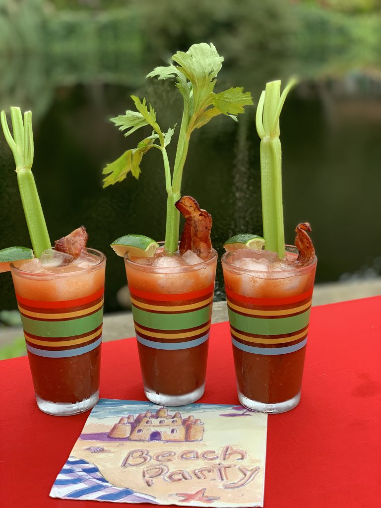 Bloody Mary's with celery and bacon