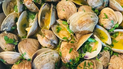 Steamed Clams with Garlic Butter and Wine