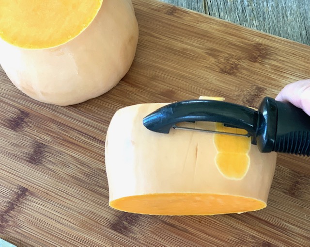 Peeling butternut squash