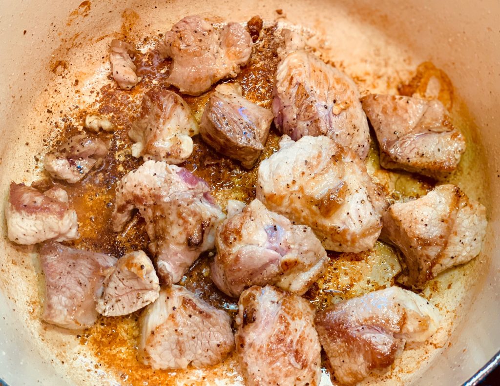 Carnitas sauteeing in oil