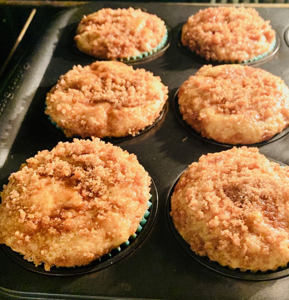 Cinnamon Apple Coffee cake muffins in oven