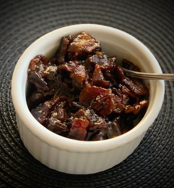 Bacon Jam in a ramekin dish