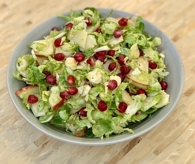 Brussel Sprout, Apple, and Pomegranate Salad