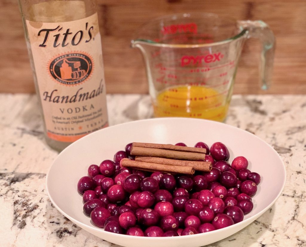 Ingredients for Cranberry Orange Liqueur