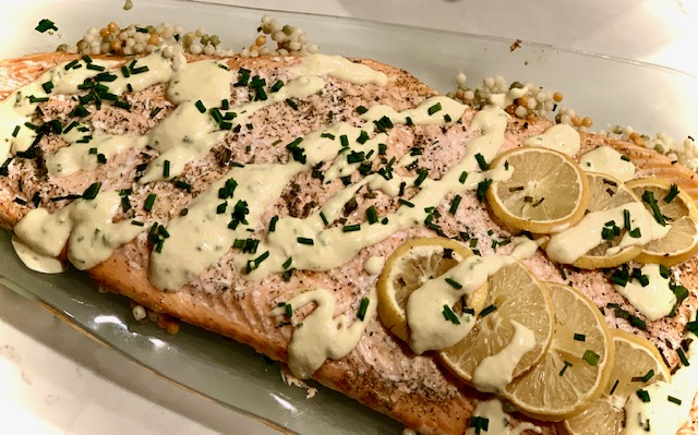 Baked Salmon with creamy mustard sauce