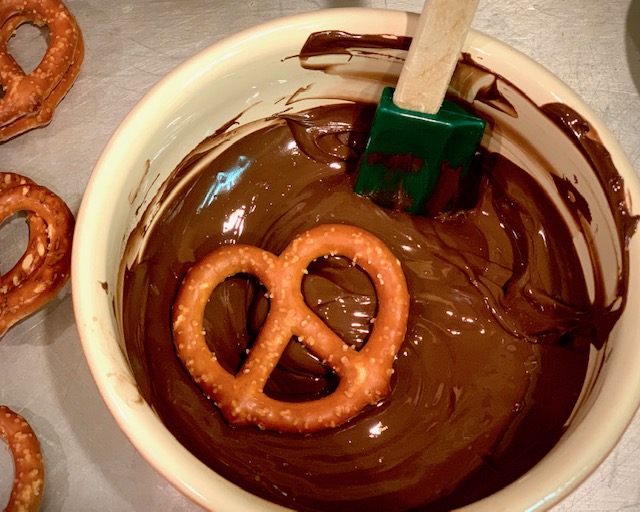 Pretzel dipped in chocolate