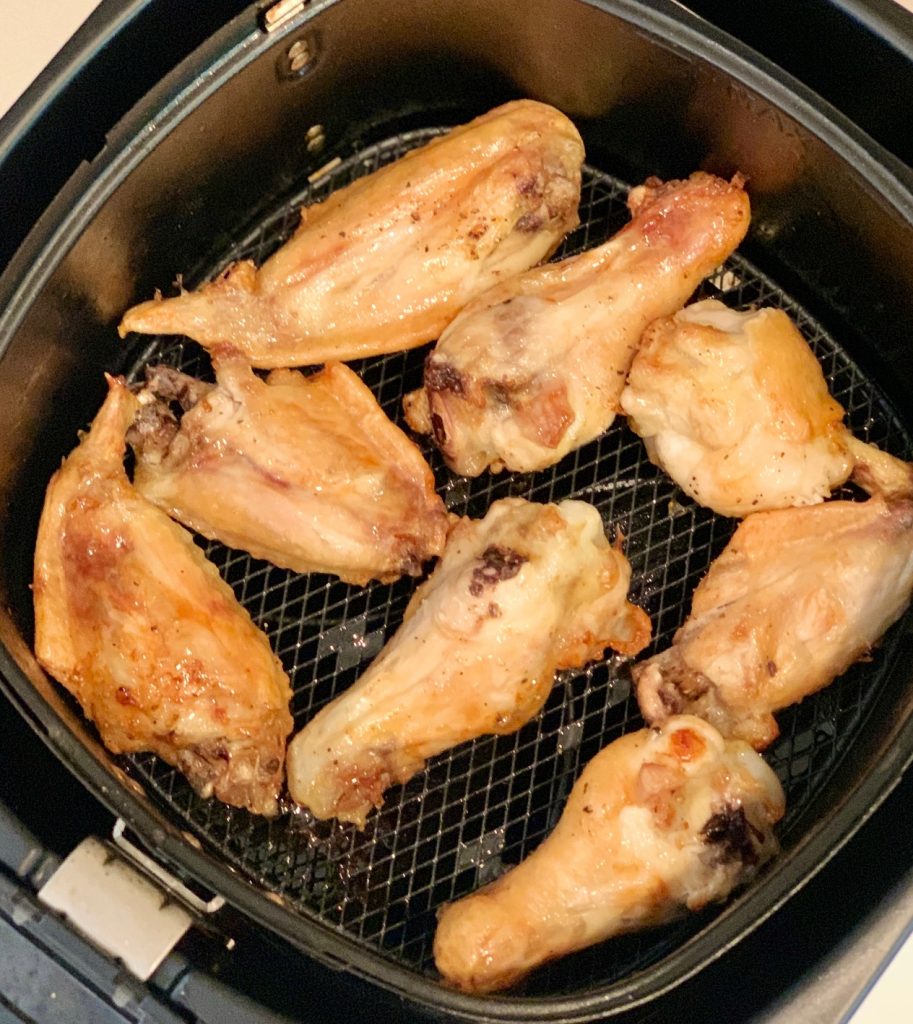 Wings in air fryer basket