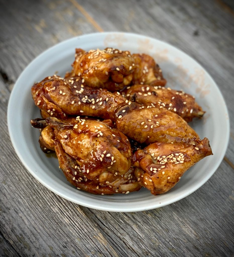 Szechaun Air Fryer Wings in a bowl with sesame seeds