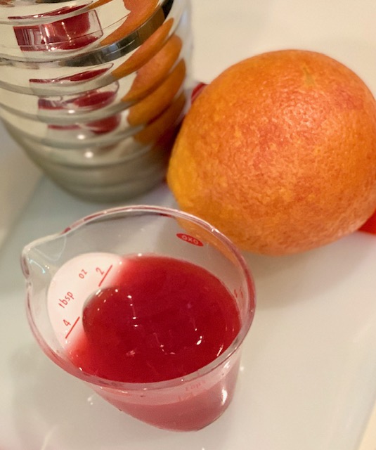 Blood Orange juice and shaker