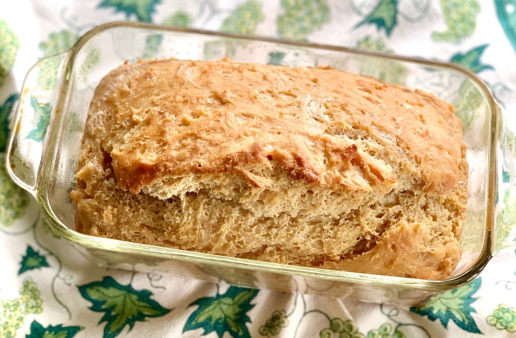 beer bread in a loaf pan 