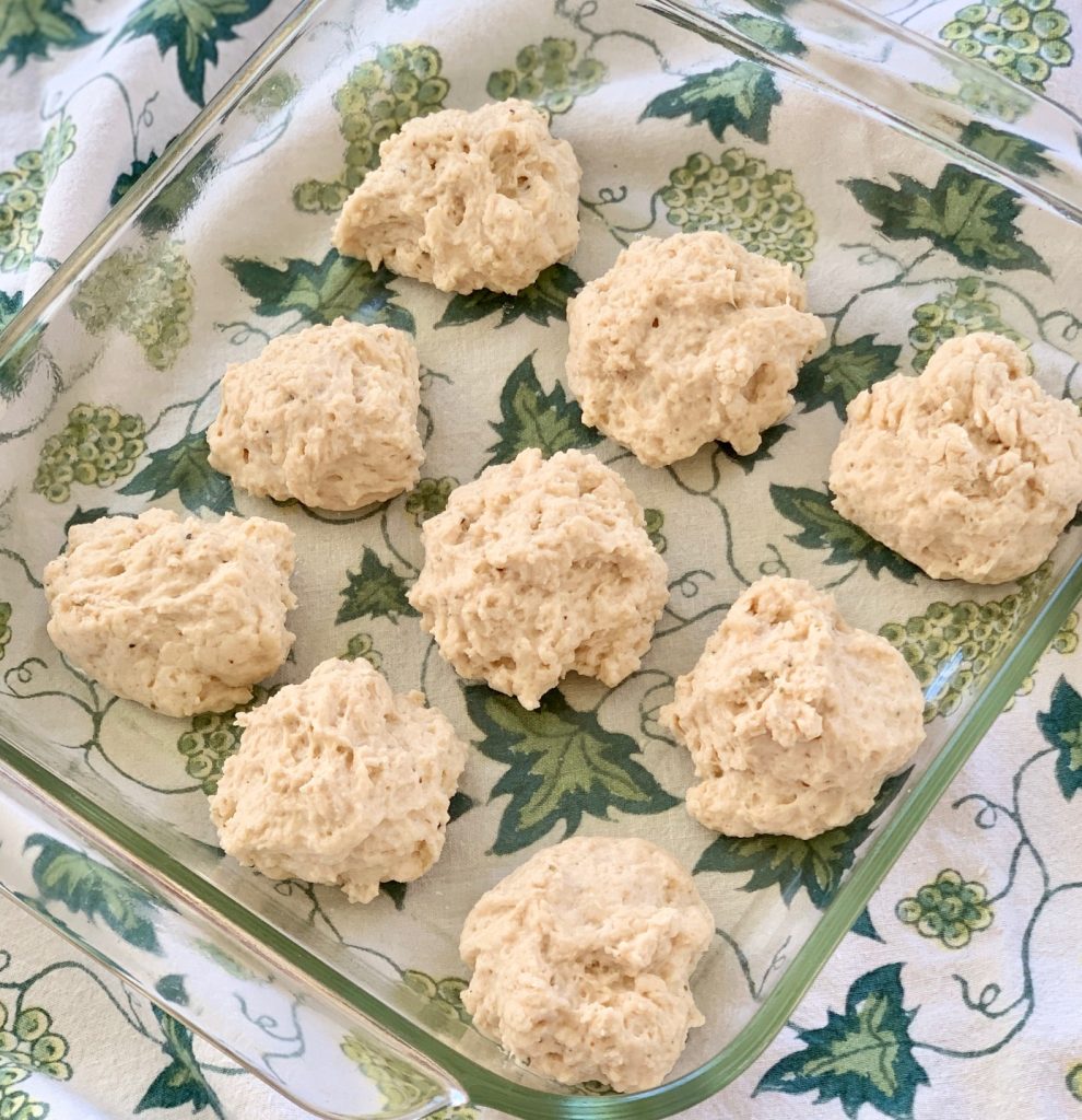 Beer bread rolls to bake in a glass pan