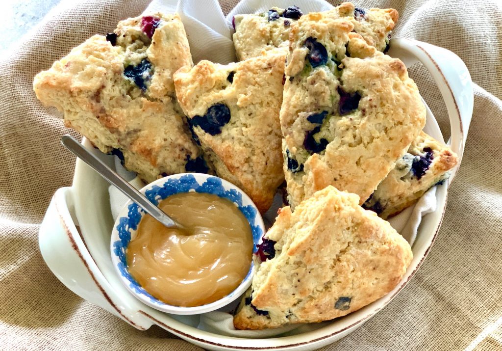 Blueberry Lemon Scones with lemon curd