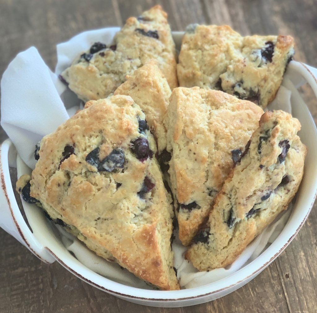 Lemon Blueberry Scones in a basket