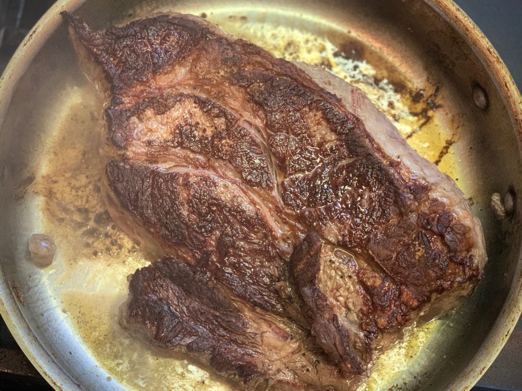 Seared chuck roast for Irish Stew