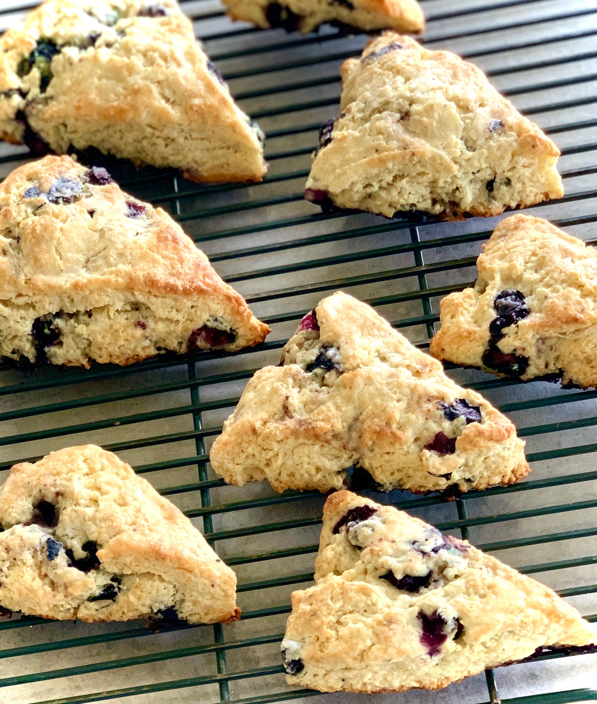 Blueberry Lemon Scones cooling on a rack