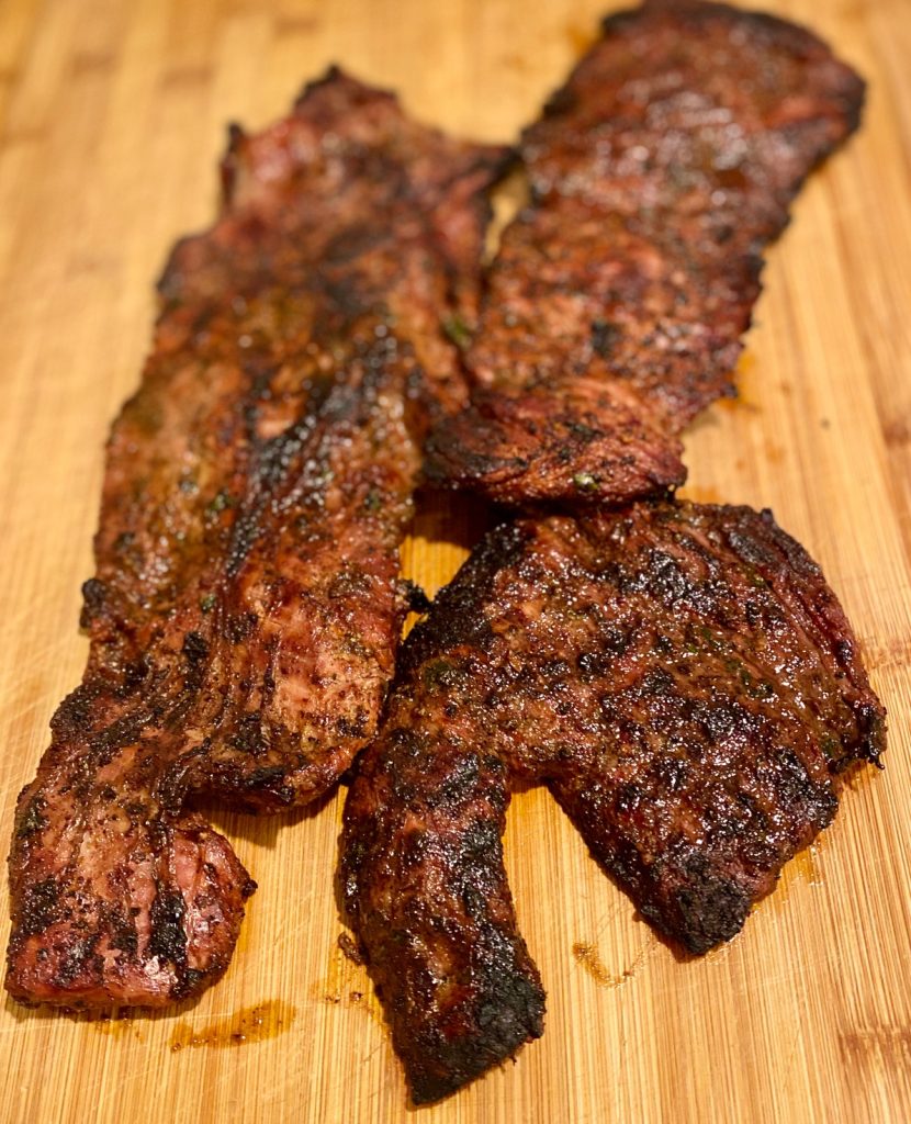 Cooked Skirt Steak in Carne Asada marinade