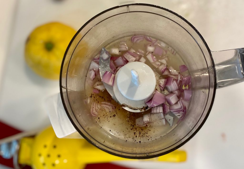 Shallots in a mini food chopper