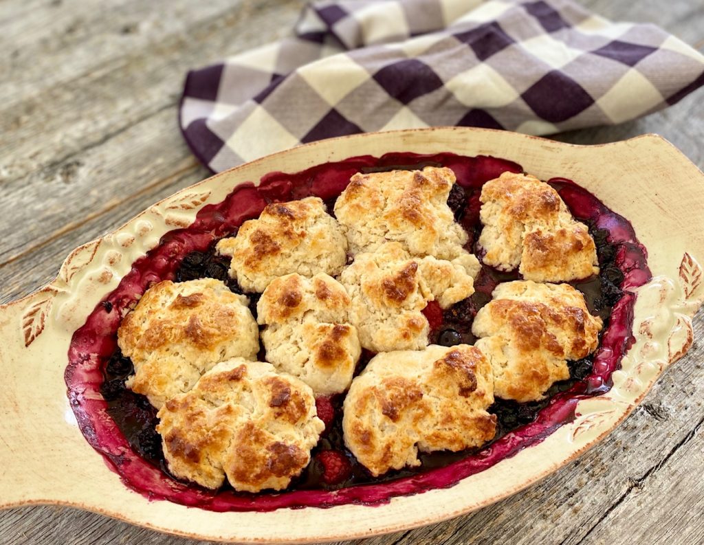 Baked Mixed 3 Berry Cobbler