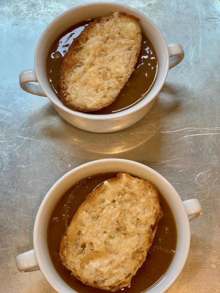 Soup with toasted crouton