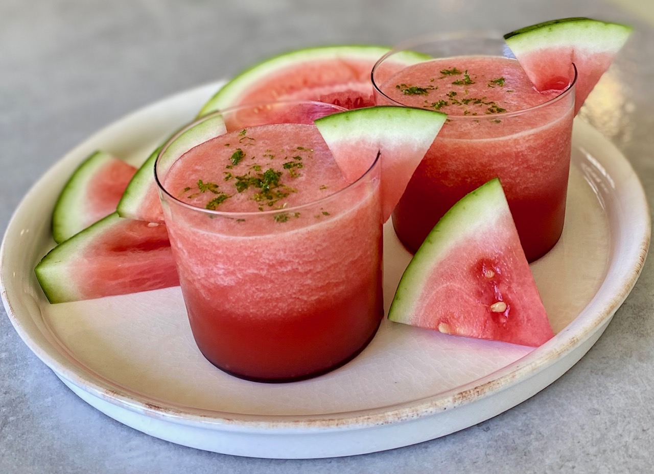 Watermelon Vodka Cocktails on a white tray