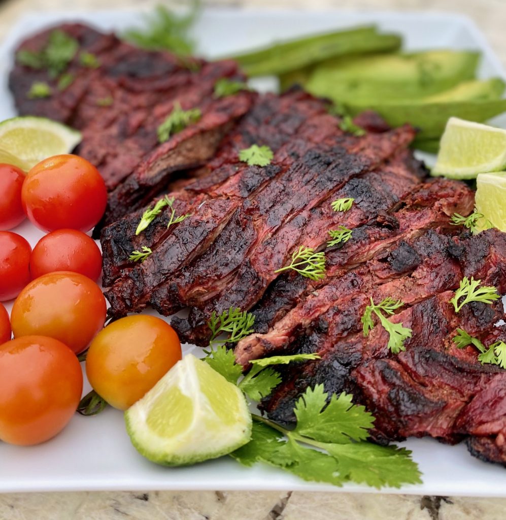 skirt steak with garnishes