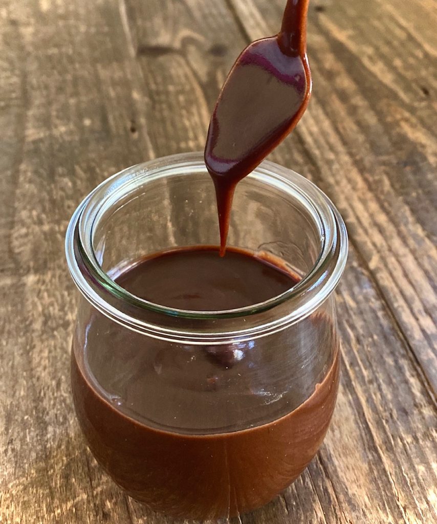 hot fudge sauce with spoon