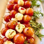 caprese skewers on rosemary stems