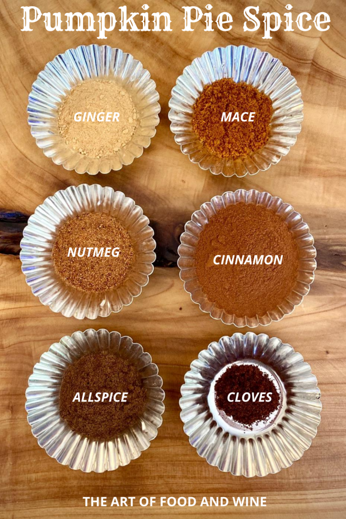 Pumpkin Pie Spice Mix ingredients in 6 tins