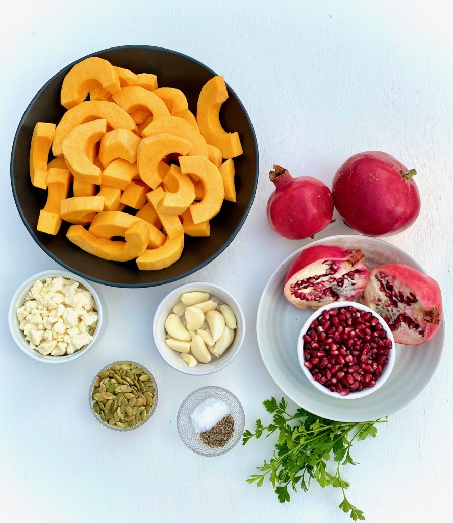 Ingredients for Butternut Squash and Pomegranate Recipe