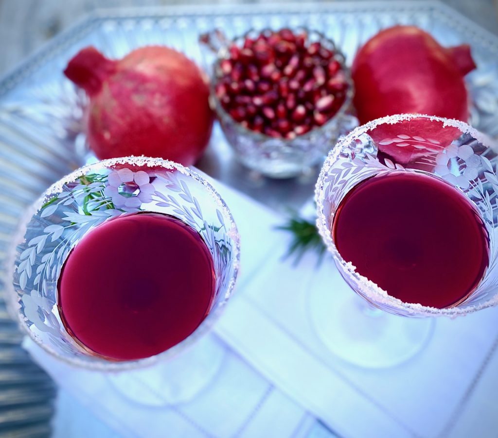 2 sugared cocktail glasses 