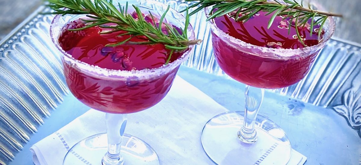 2 garnished pom drinks