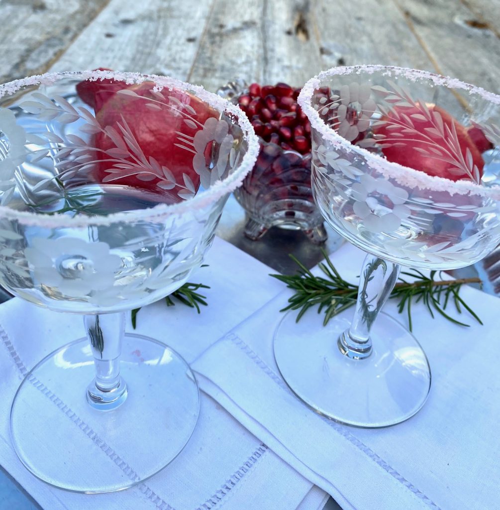 2 Sugared Cocktail glasses