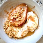 Baked Cinnamon Pear with Yogurt and Granola