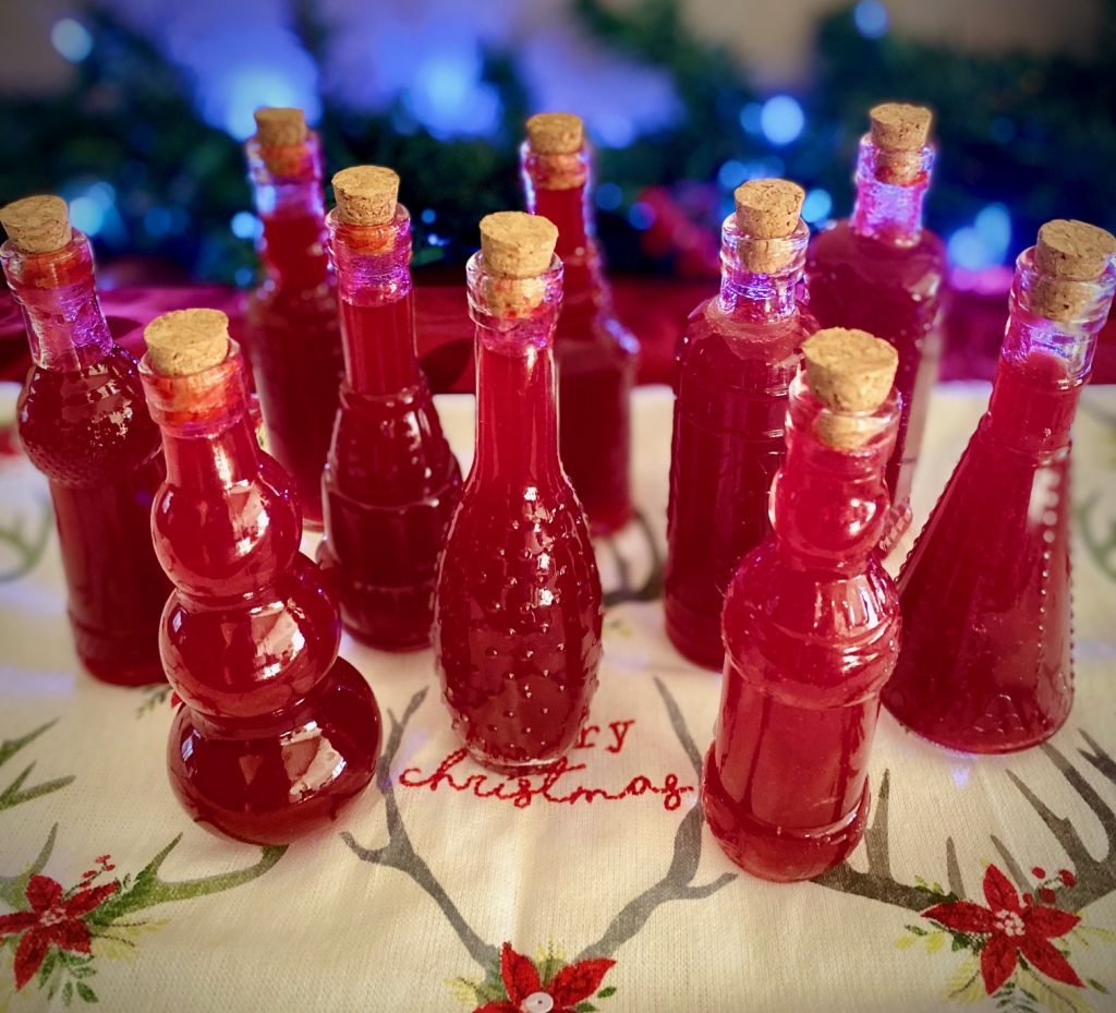 Cranberry Orange Liqueur in small bottles