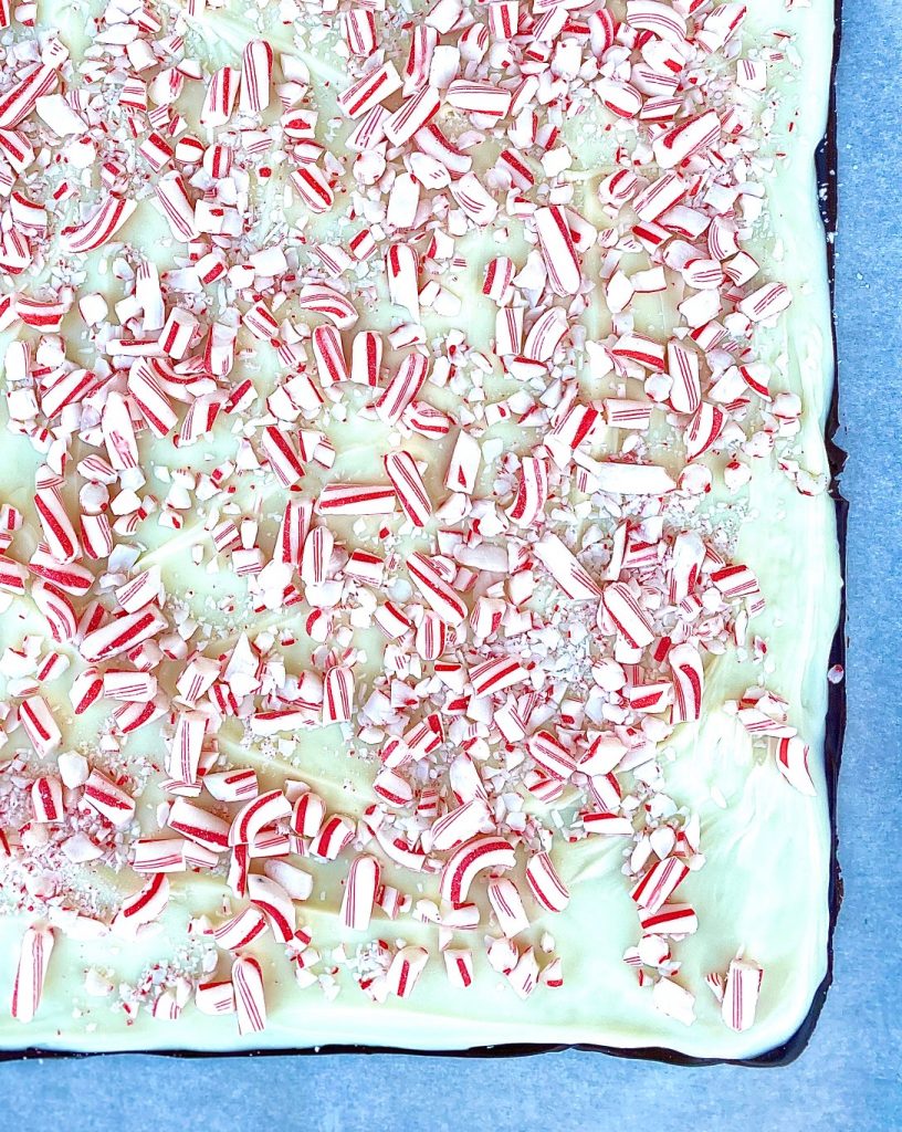 Classic Peppermint Bark on a sheet pan