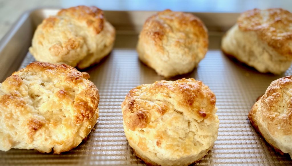 Baking Powder Biscuits on a gold pan