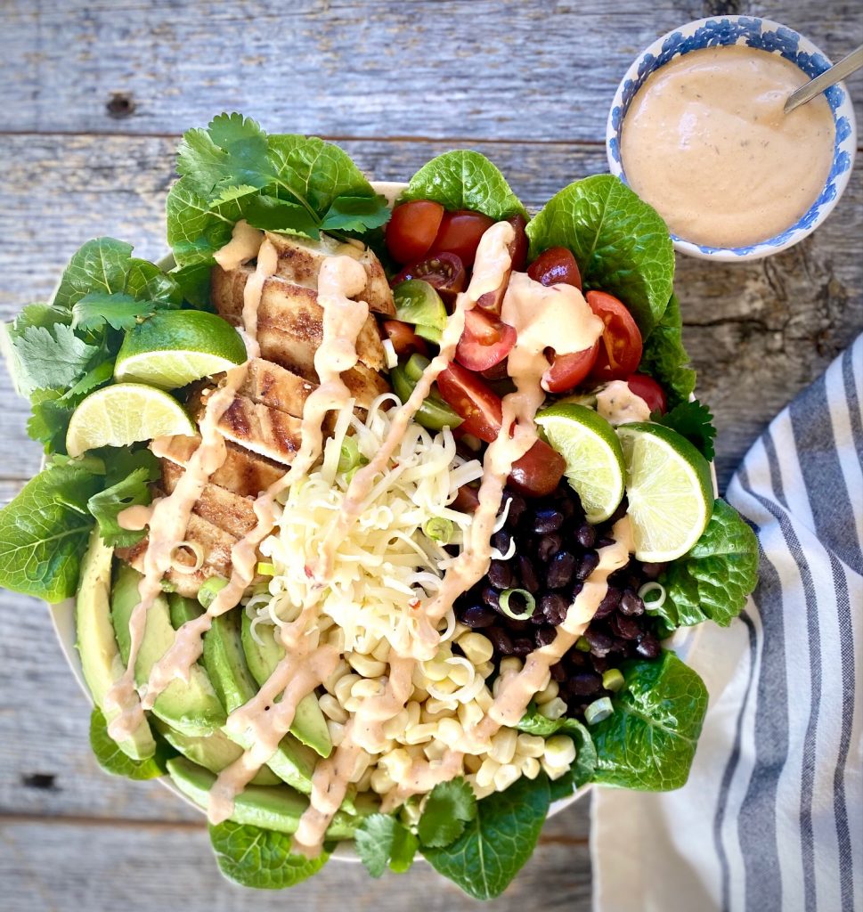 Southwest Salad and a jar of Southwest dressing