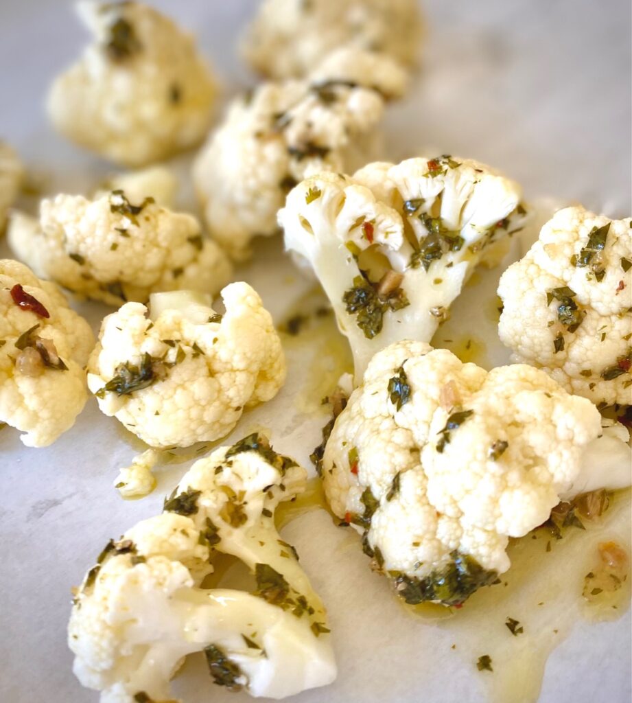 cauliflower florets with chimichurri