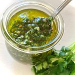 Chimichurri sauce in a jar