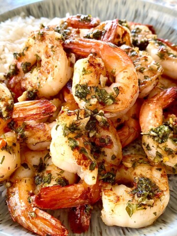 Argentinian Shrimp with rice on a plate