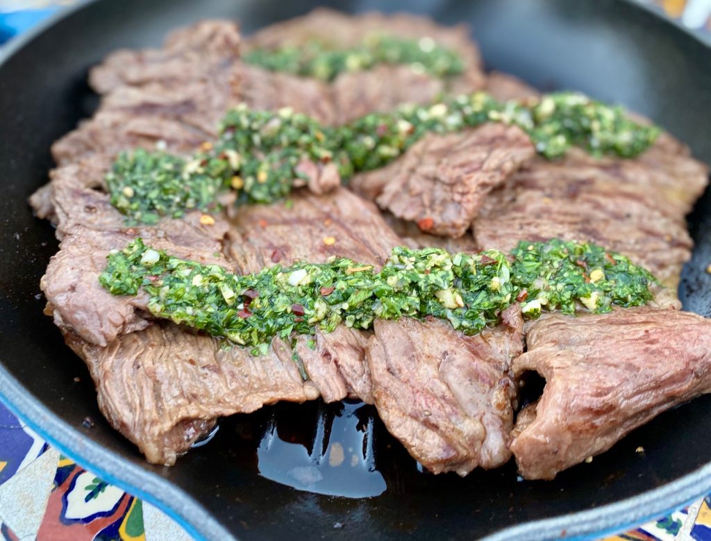 Argentinian skirt steak with parsley sauce