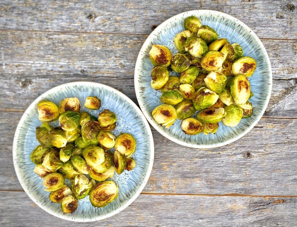 2 bowls of roasted brussels sprouts