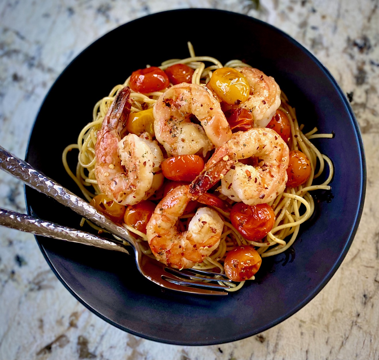 Garlic Shrimp with Roasted Tomatoes - The Art of Food and Wine