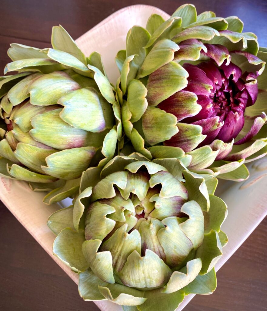 3 Artichokes in a bowl