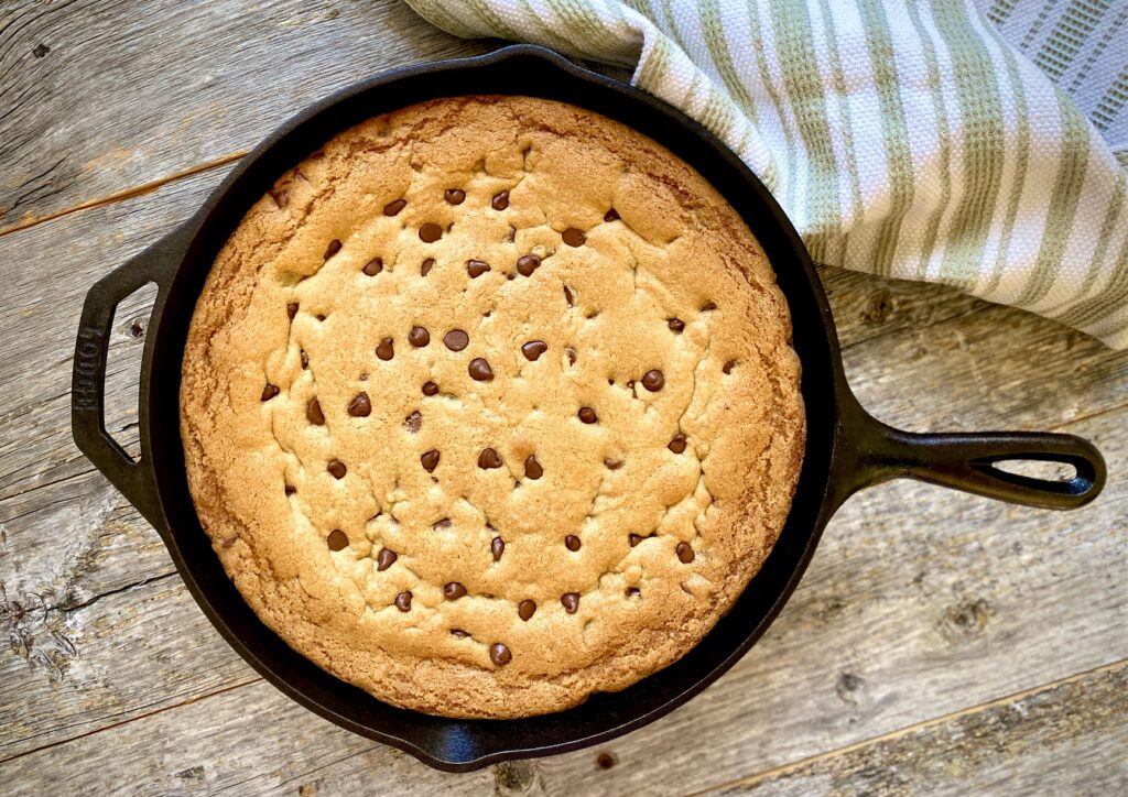 Giant Chocolate Chip Cookie Cake (Pan or Skillet Baked) - An