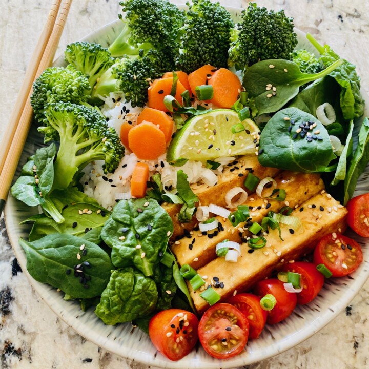 Healthy Asian Tofu Sesame Rice Bowls - The Art of Food And Wine