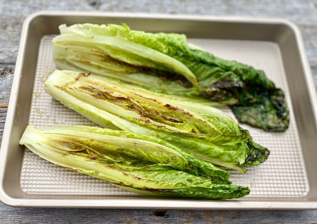 grilled heads of romaine lettuce