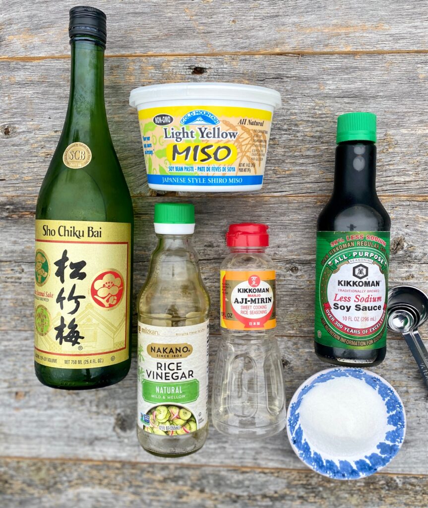 Ingredients for making miso glaze